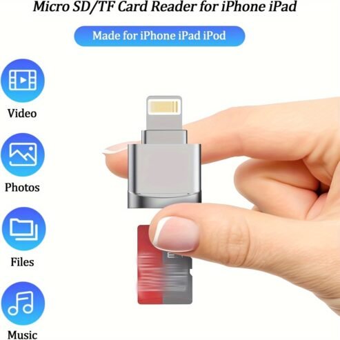 1pc Seamless iPhone/iPad Micro SD Card Reader – Plug-and-Pla