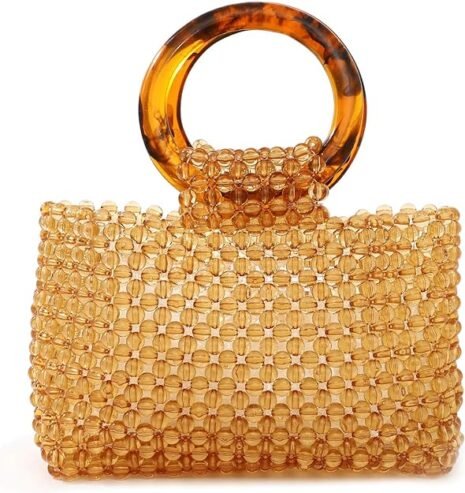 Women Colored Transparent Beaded Acrylic Handbag