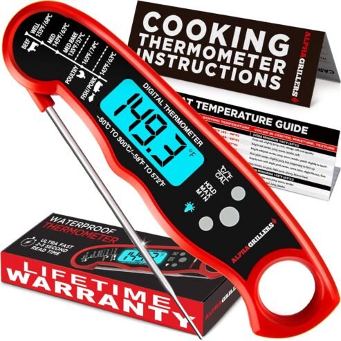 Alpha Grillers Instant Read Meat Thermometer for Cookin