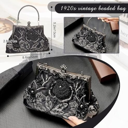 Women’s Vintage Embroidery Evening Bag Beaded Sequin C