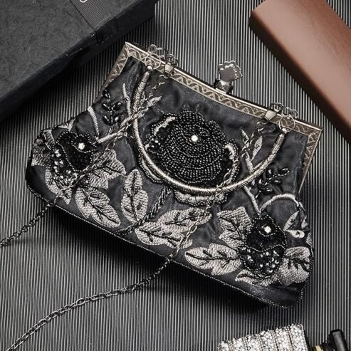 Women’s Vintage Embroidery Evening Bag Beaded Sequin C