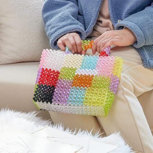 Beaded Bag Summer Beach Bag Acrylic Handbags