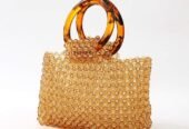 Women Colored Transparent Beaded Acrylic Handbag