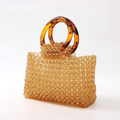 Women Colored Transparent Beaded Acrylic Handbag